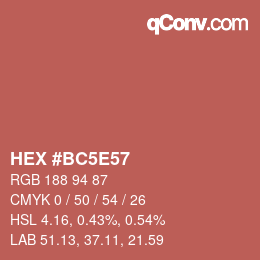 Color code: HEX #BC5E57 | qconv.com