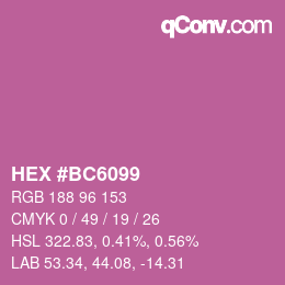 颜色代码: HEX #BC6099 | qconv.com