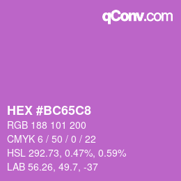 颜色代码: HEX #BC65C8 | qconv.com
