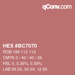 Code couleur: HEX #BC7070 | qconv.com