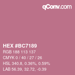 Código de color: HEX #BC7189 | qconv.com