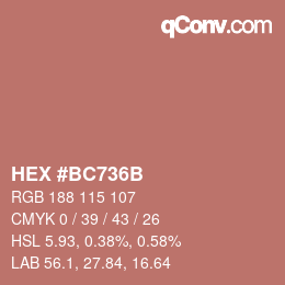 Color code: HEX #BC736B | qconv.com