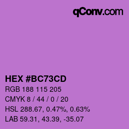 颜色代码: HEX #BC73CD | qconv.com