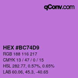 Color code: HEX #BC74D9 | qconv.com
