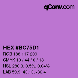 カラーコード: HEX #BC75D1 | qconv.com