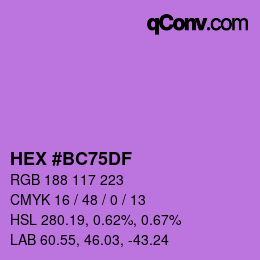 Color code: HEX #BC75DF | qconv.com