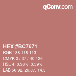 Código de color: HEX #BC7671 | qconv.com