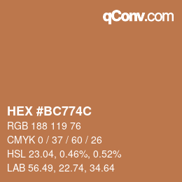 Color code: HEX #BC774C | qconv.com