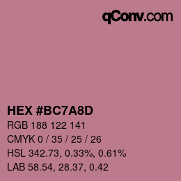 Farbcode: HEX #BC7A8D | qconv.com