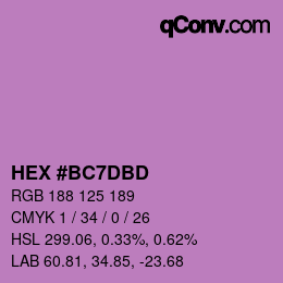 カラーコード: HEX #BC7DBD | qconv.com