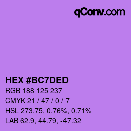 颜色代码: HEX #BC7DED | qconv.com