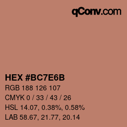 Color code: HEX #BC7E6B | qconv.com