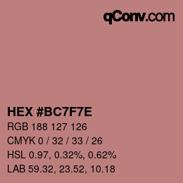Color code: HEX #BC7F7E | qconv.com