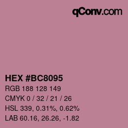颜色代码: HEX #BC8095 | qconv.com