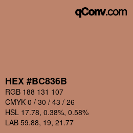 Color code: HEX #BC836B | qconv.com