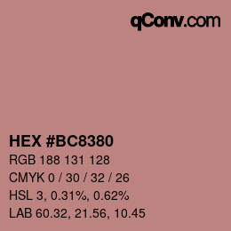 Farbcode: HEX #BC8380 | qconv.com