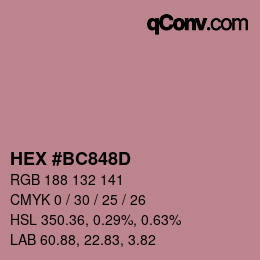 Color code: HEX #BC848D | qconv.com