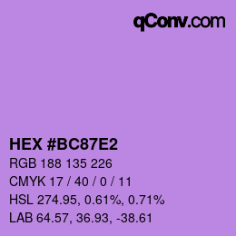 Color code: HEX #BC87E2 | qconv.com