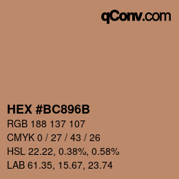 Color code: HEX #BC896B | qconv.com