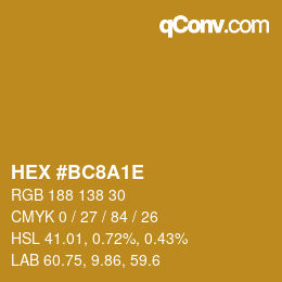 Color code: HEX #BC8A1E | qconv.com