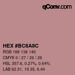 Color code: HEX #BC8A8C | qconv.com
