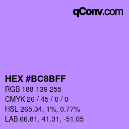 Color code: HEX #BC8BFF | qconv.com