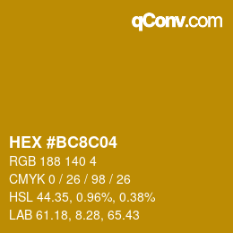 Color code: HEX #BC8C04 | qconv.com