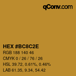 Color code: HEX #BC8C2E | qconv.com