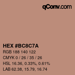 Color code: HEX #BC8C7A | qconv.com