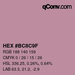 Color code: HEX #BC8C9F | qconv.com