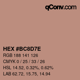 Color code: HEX #BC8D7E | qconv.com