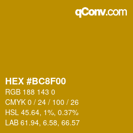 Color code: HEX #BC8F00 | qconv.com