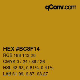 Color code: HEX #BC8F14 | qconv.com