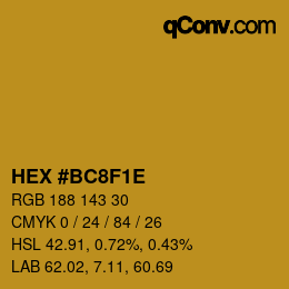 Color code: HEX #BC8F1E | qconv.com