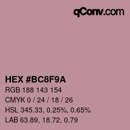 カラーコード: HEX #BC8F9A | qconv.com