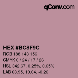 カラーコード: HEX #BC8F9C | qconv.com