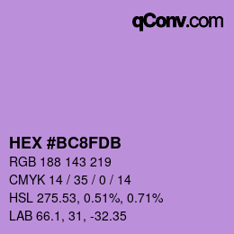カラーコード: HEX #BC8FDB | qconv.com