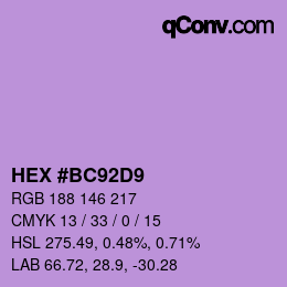 Código de color: HEX #BC92D9 | qconv.com
