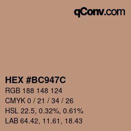 Color code: HEX #BC947C | qconv.com