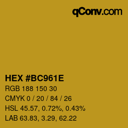 Color code: HEX #BC961E | qconv.com