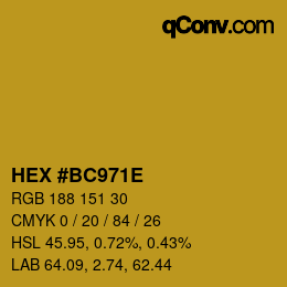 Color code: HEX #BC971E | qconv.com