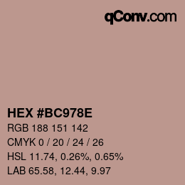 Color code: HEX #BC978E | qconv.com