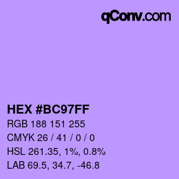 カラーコード: HEX #BC97FF | qconv.com