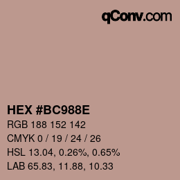 Color code: HEX #BC988E | qconv.com