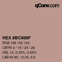 Color code: HEX #BC988F | qconv.com