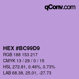 カラーコード: HEX #BC99D9 | qconv.com