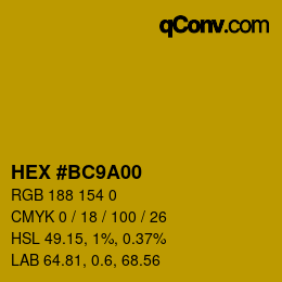 Color code: HEX #BC9A00 | qconv.com