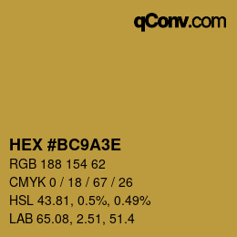 Color code: HEX #BC9A3E | qconv.com