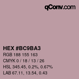 颜色代码: HEX #BC9BA3 | qconv.com