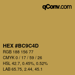 Código de color: HEX #BC9C4D | qconv.com